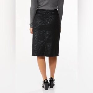 Cato Foil Printed Black Midi Denim Skirt Size 14